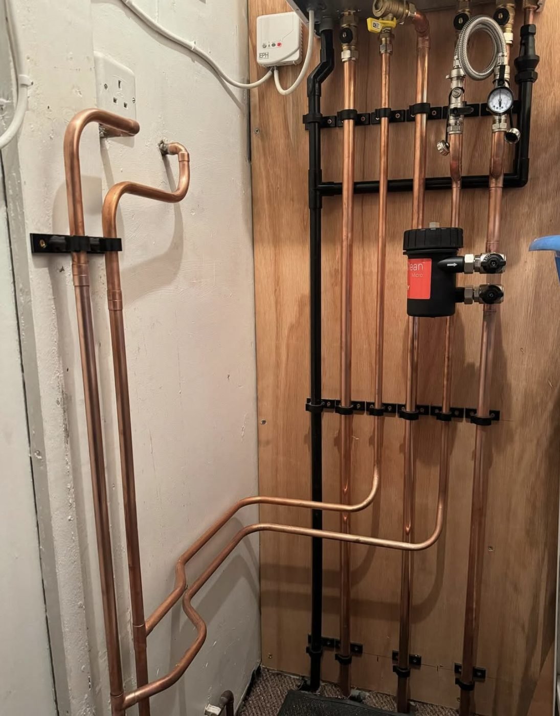 Heating pipework and filter fitted by Plumber To Your Door Huddersfield